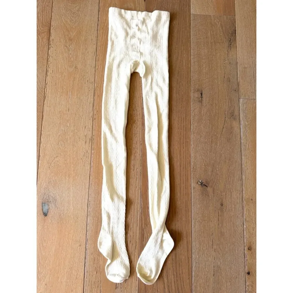 HUE Cable Knit Tights S/M Cream Ivory Cozy Stockings